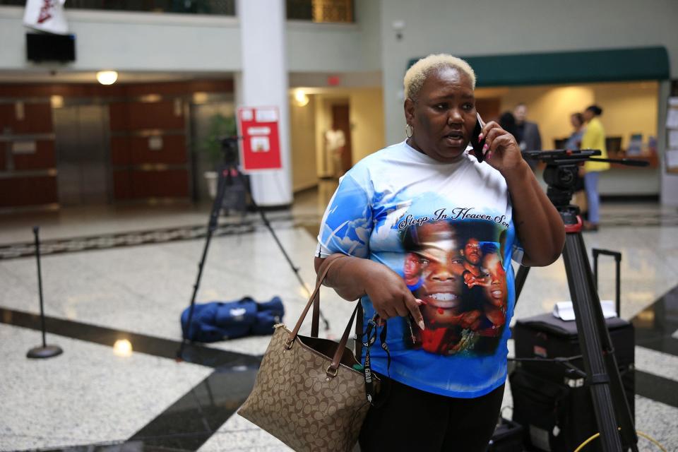 Wearing a T-shirt honoring her son, Timothy Thomas Jr., Robin Clemons came to support Monday's kickoff of Jacksonville’s observance of National Crime Victims’ Rights Week at City Hall. Thomas was shot and killed on Sept. 29 on West Ninth Street, police said.