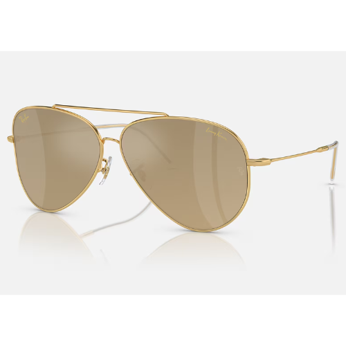 gold aviator ray-ban reverse sunglasses