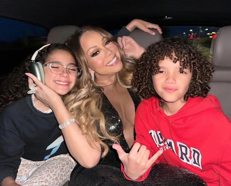 Mariah Carey junto a sus hijos, Moroccan y Monroe