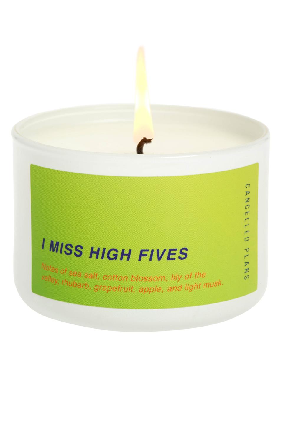 3) I Miss High Fives Mini Candle