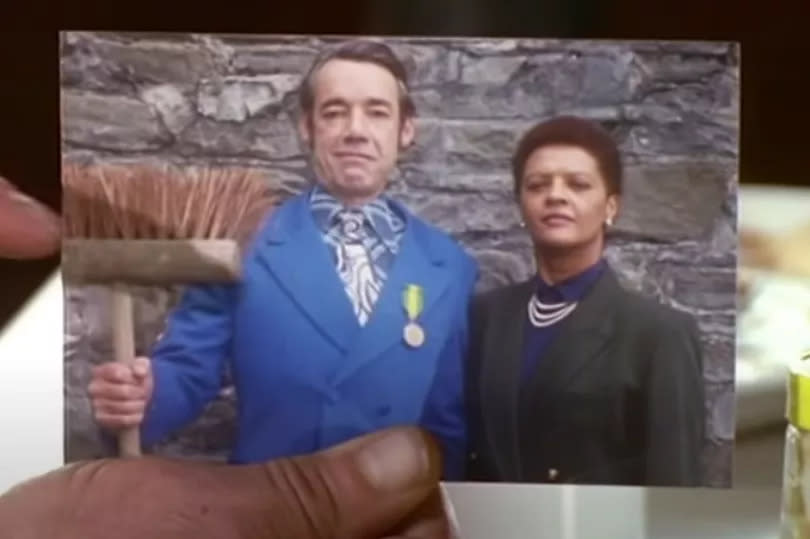 Trigger shows a photo of his broom alongside councillor Murray in Only Fools and Horses -Credit:BBC