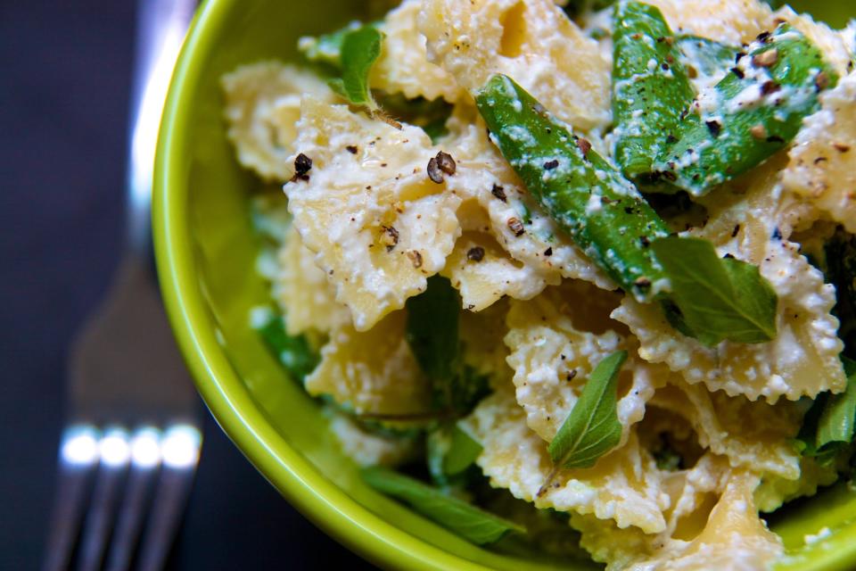 <strong>Get the <a href="http://food52.com/recipes/5118-farfalle-with-lemon-scented-ricotta-sugar-snap-peas-and-oregano" target="_blank">Farfalle with Lemon Scented Ricotta, Sugar Snap Peas and Oregano recipe</a> by Nicole Franzen via Food52</strong>