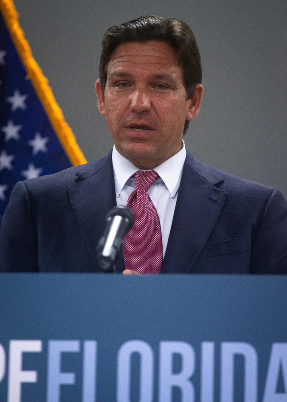Gov. Ron DeSantis of Florida holds a press conference about the "Hope Florida Fund," at Beachside Fellowship Miracle Center in Panama City Beach, Fla., May 9, 2024