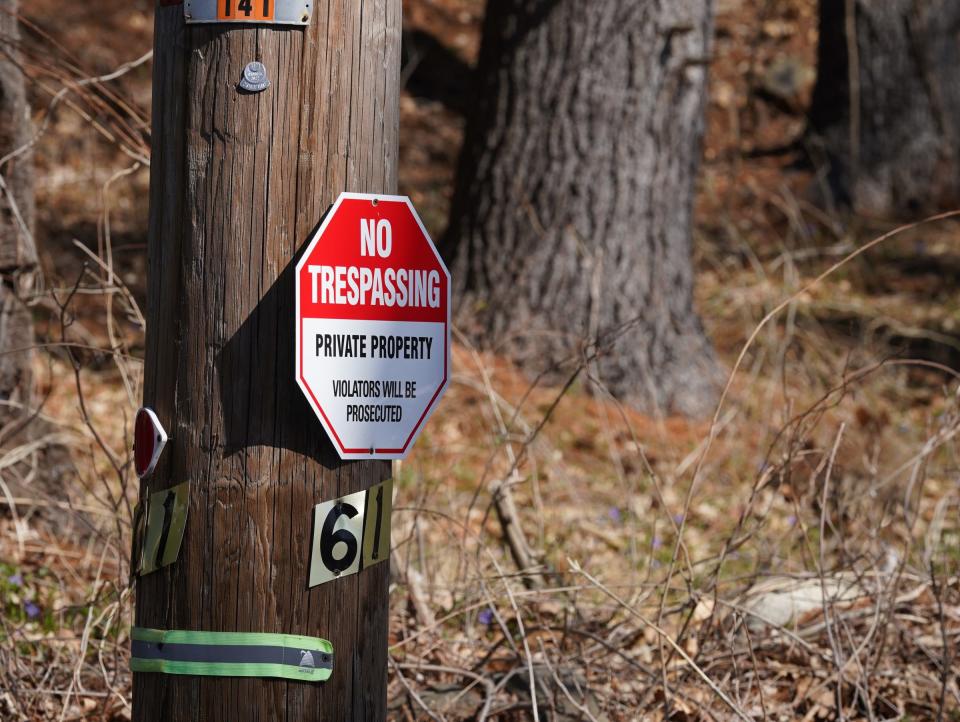 A no trespassing sign hangs at the property at 61 S. Mountain Road in New City on Wednesday that was being used as a dormitory for Congregation: Yoel Yzvi Templer.