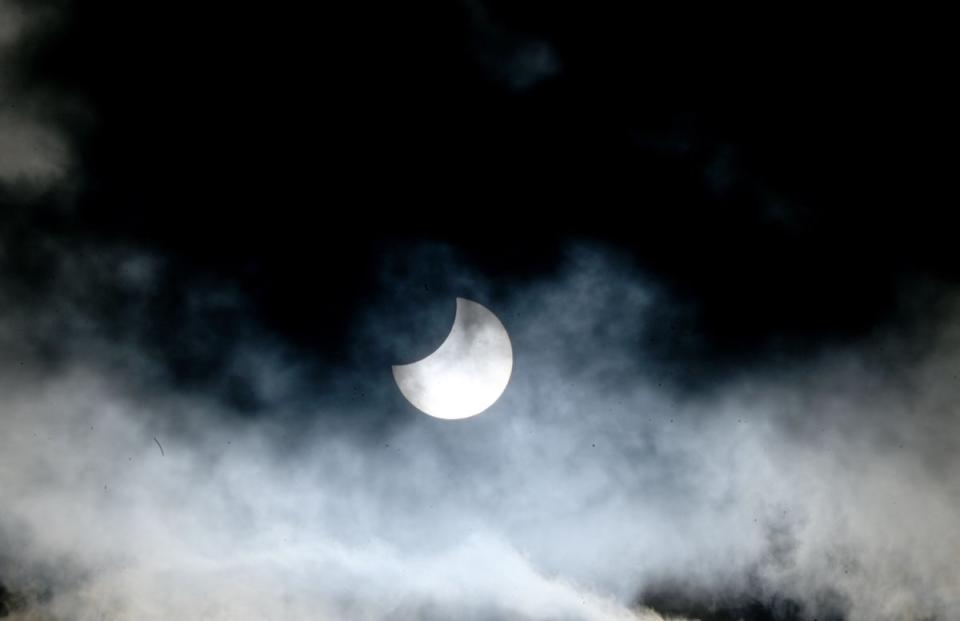 The solar eclipse as seen in Salzburg, Austria (APA/AFP via Getty Images)