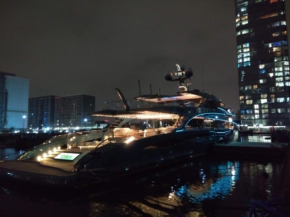 Phi superyacht docked in London