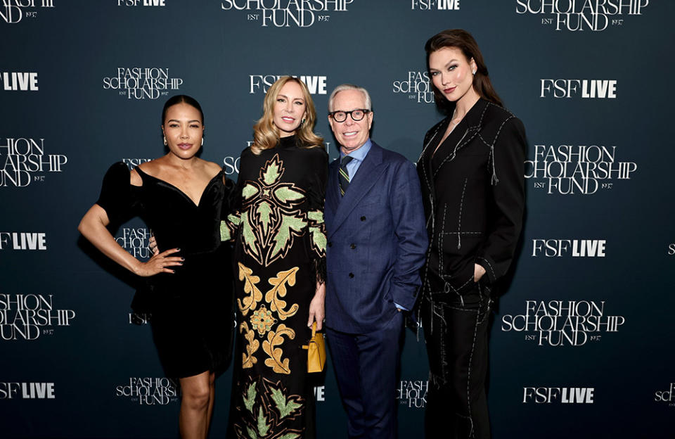 (L-R) Emma Grede, Dee Ocleppo Hilfiger, Tommy Hilfiger and Karlie Kloss attend the Fashion Scholarship Fund Gala Honoring Anna Wintour and Emma Grede, Hosted By Karlie Kloss at The Glasshouse on April 03, 2023 in New York City.