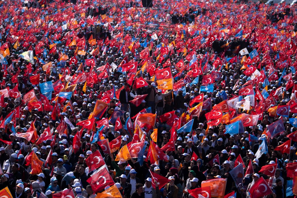 Supporters of President Recep Tayyip Erdogan attend a rally in Istanbul  (AP)