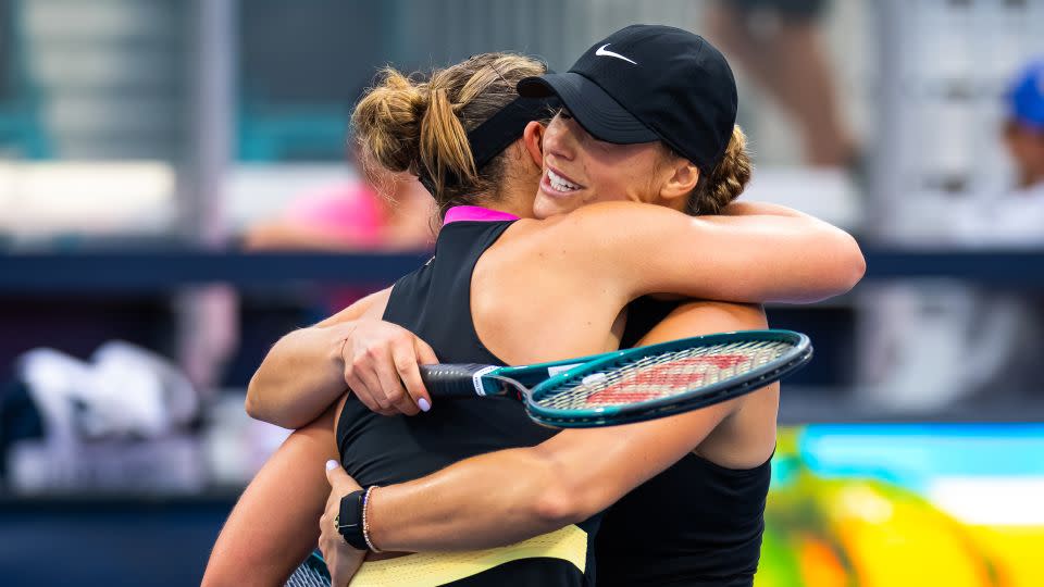 Paula Badosa and Aryna Sabalenka embraced at the net afterwards. - Robert Prange/Getty Images