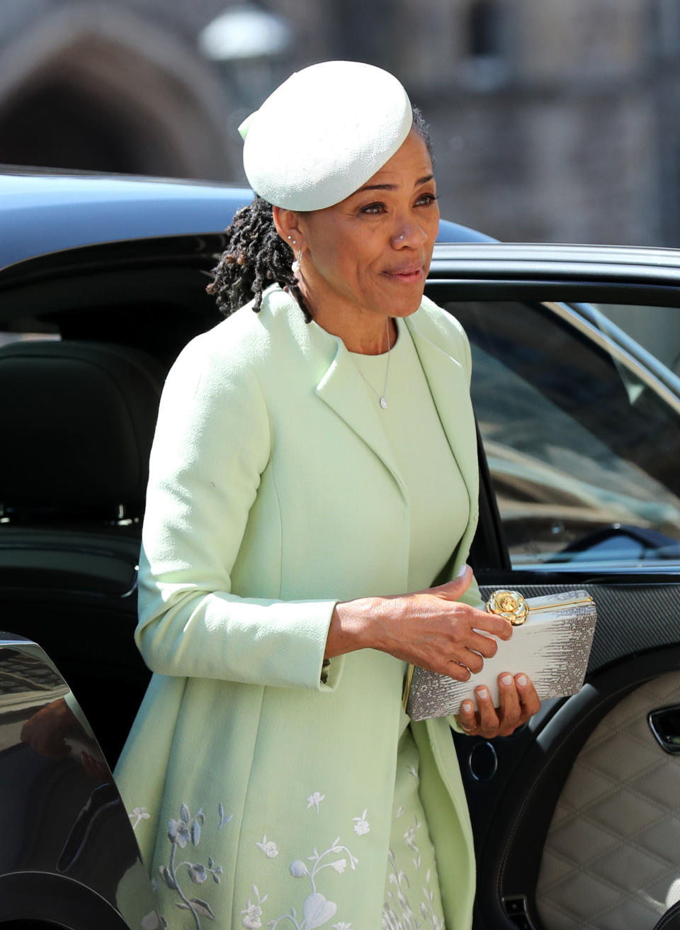 <p>After accompanying Meghan during her car ride to the chapel, the star’s mum was seen getting out so her bridal party could join her for the rest of the journey. Photo: Getty </p>