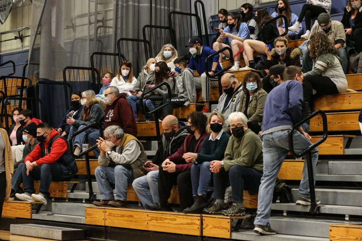 The stands were full during the Framingham\Walpole wrestling match at Framingham High School on Jan. 5, 2022.