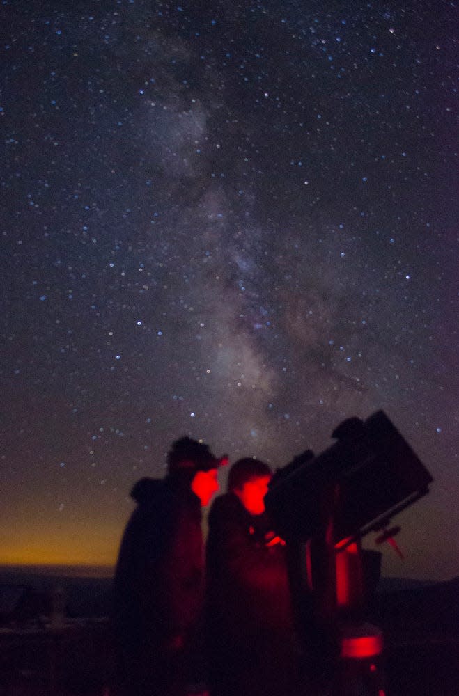 Dazling stars illuminate the otherwise dark sky over Lassen Volcanic National Park.