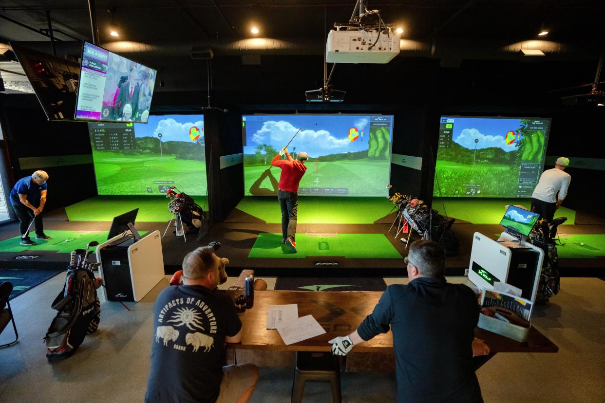 X-Golf will be opening in Rockford this summer. The company has franchises in 32 states, including this one that opened this year in Wes Des Moines, Iowa, where teams are shown playing in a league on April 17, 2023.