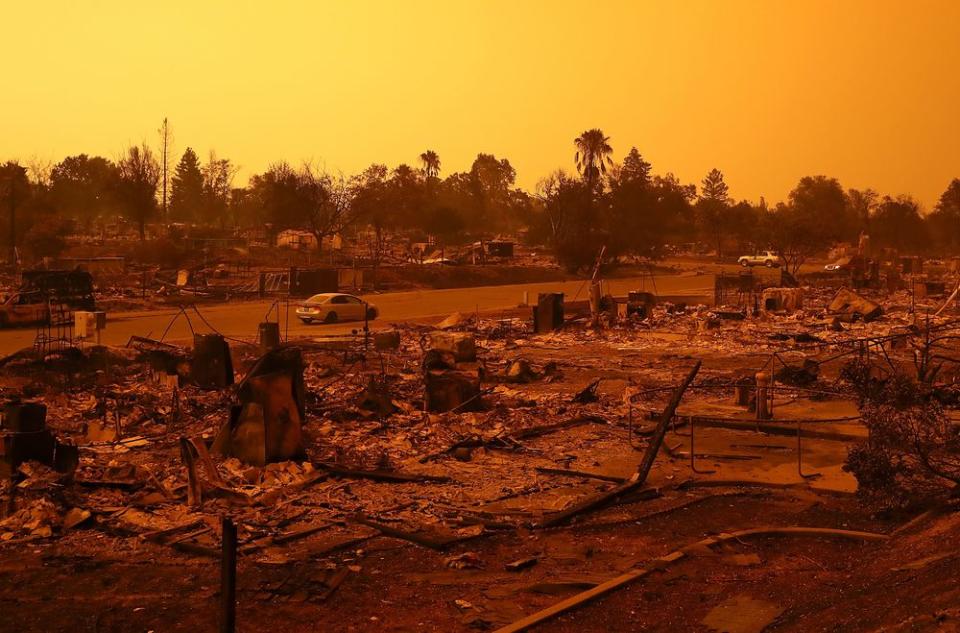 A view of homes that were destroyed by the Carr Fire in Redding, Calif., on July 27.