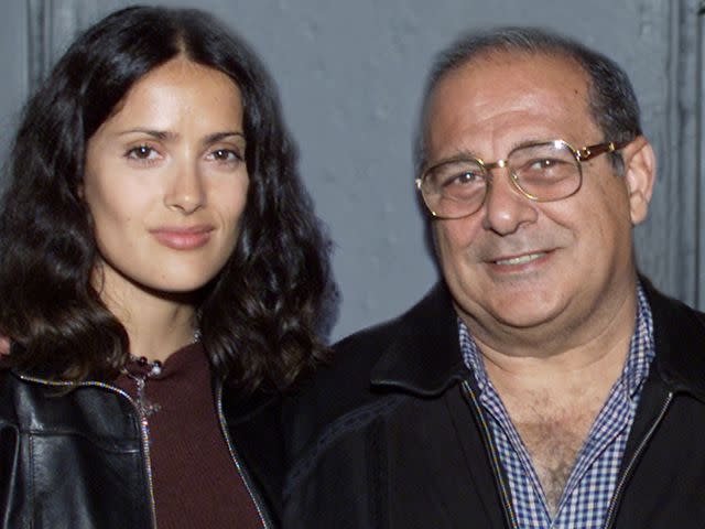 <p>Kevin Winter/Getty</p> Salma Hayek and her father Sami.