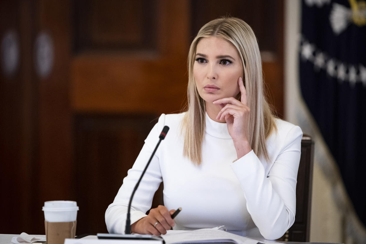 Ivanka Trump, assistant to U.S. President Donald Trump, listens during an American Workforce Policy Advisory Board meeting in the East Room of the White House in Washington, D.C., U.S., on Friday, June 26, 2020. The board, co-chaired by Ivanka Trump and Commerce Secretary Wilbur Ross, is hosting their sixth meeting and are joined by members of the National Council for the American Worker. (Al Drago / Bloomberg via Getty Images file)