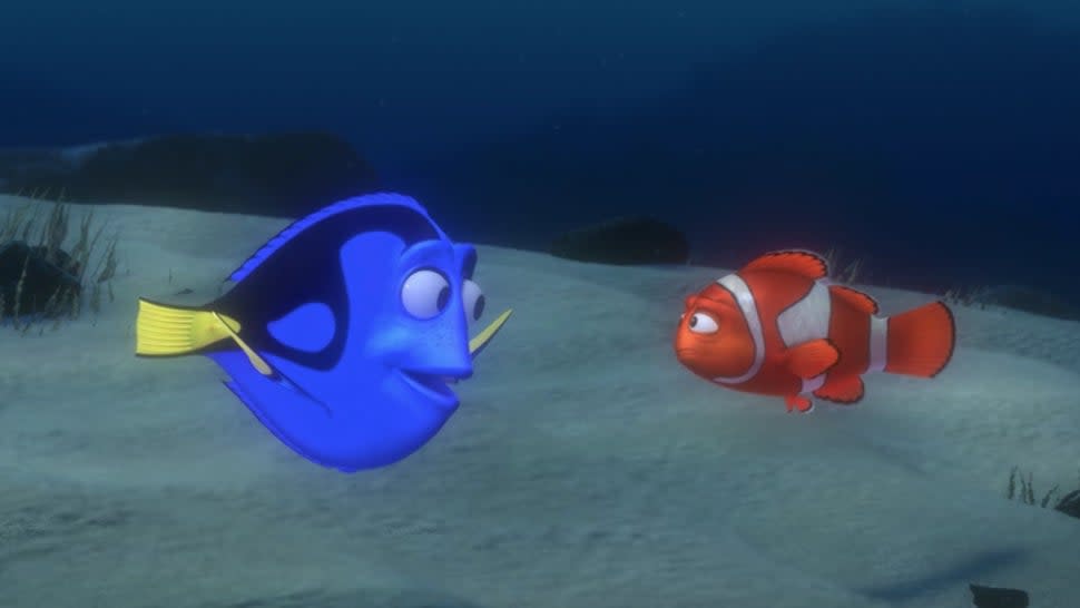 Dory and Marlin on the hunt for his son in 'Finding Nemo.'