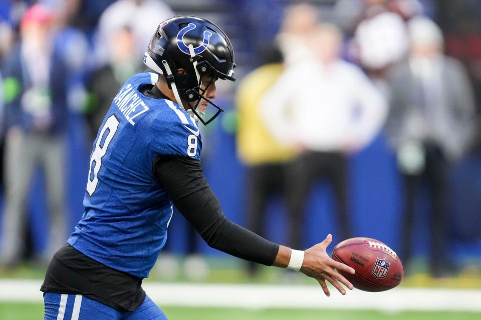 Indianapolis Colts punter Rigoberto Sanchez is averaging career highs in average punting yards and average net punting yards this season.