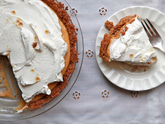 Almost No-Bake Pumpkin Cream Pie with Maple Whipped Cream