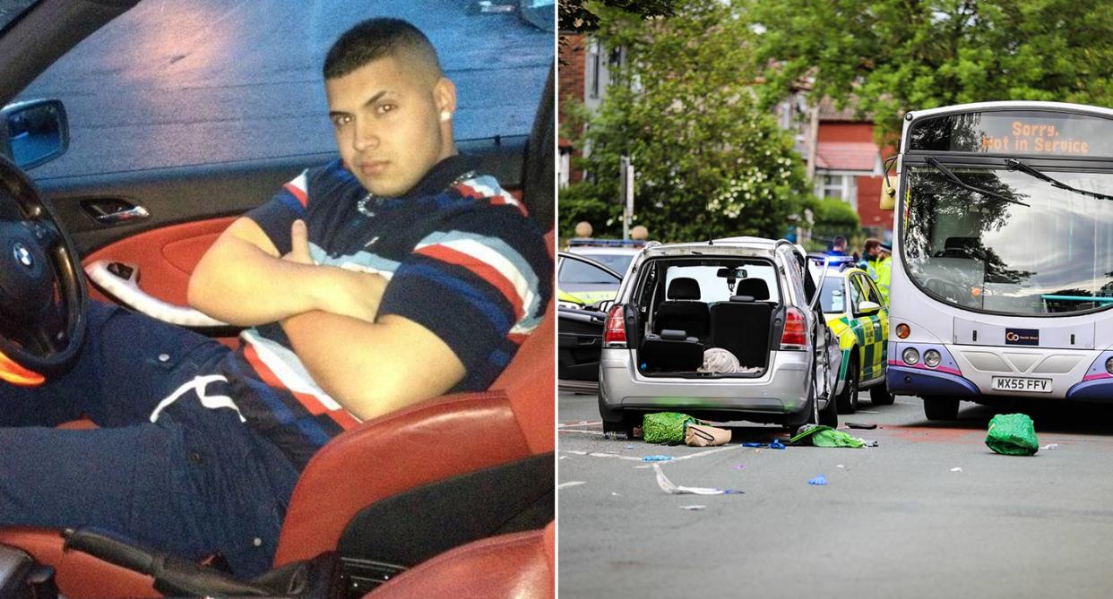 Ivan Girga, 27, was driving his black VW Golf at 72mph in a 30mph zone in Manchester when he crashed into a Vauxhall Zafira the family were travelling in, killing a 42-year-old man. (MEN)