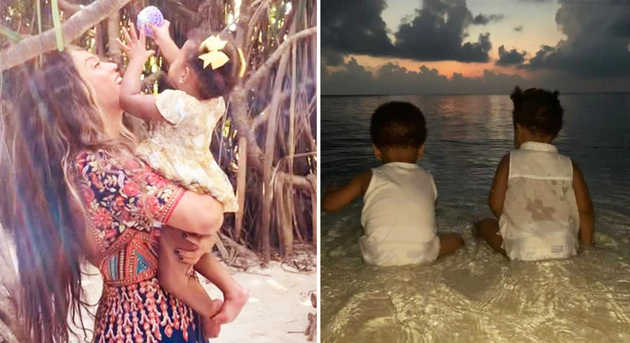 Beyoncé treated fans to pictures of 18-month-old twins, Rumi and Sir. [Photo: Beyonce.com]