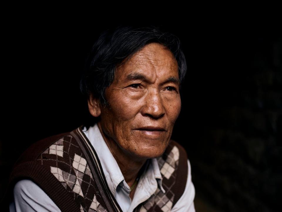Aange Gurung, 77, says: ‘We do not understand the terminology “climate change”. Here we observe changes over time. We read the land and the sky’ (Paddy Dowling)