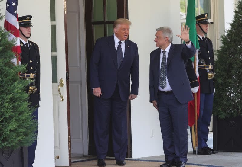 U.S. President Trump welcomes Mexico’s President Lopez Obrador at the White House in Washington