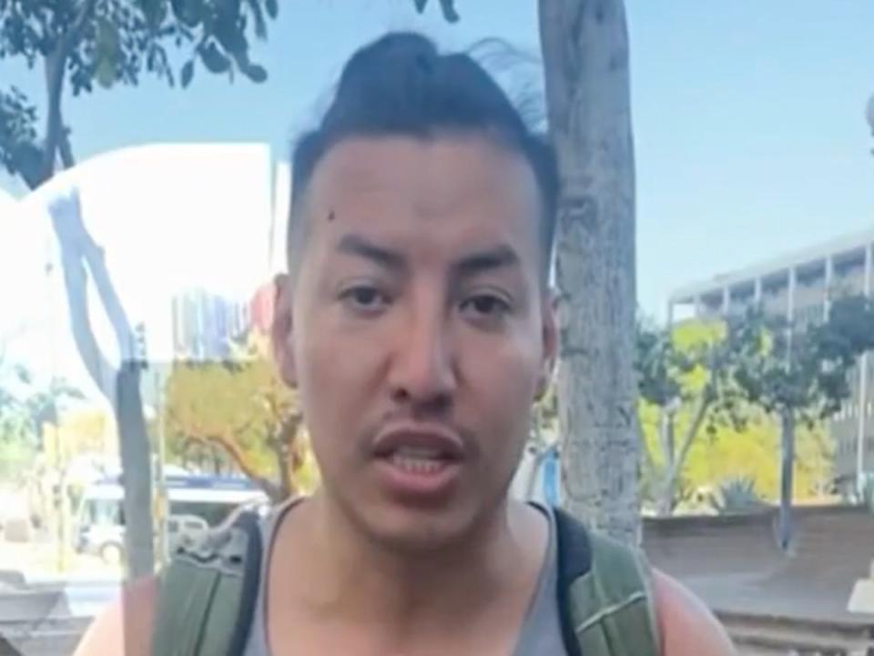 A man who identified himself as 32-year-old Yoni Barrios speaking with Telemundo 52 camera crew last week (Telemundo 52 via NBC Los Angeles)