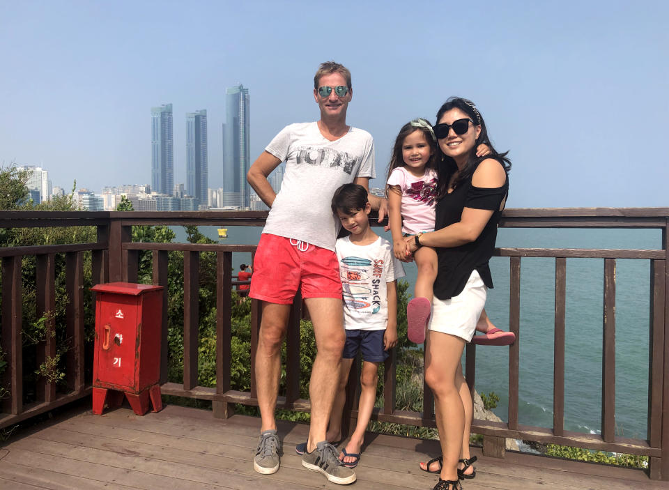 Kara Bos with her family in Seoul in 2019. (Courtesy Kara Bos)