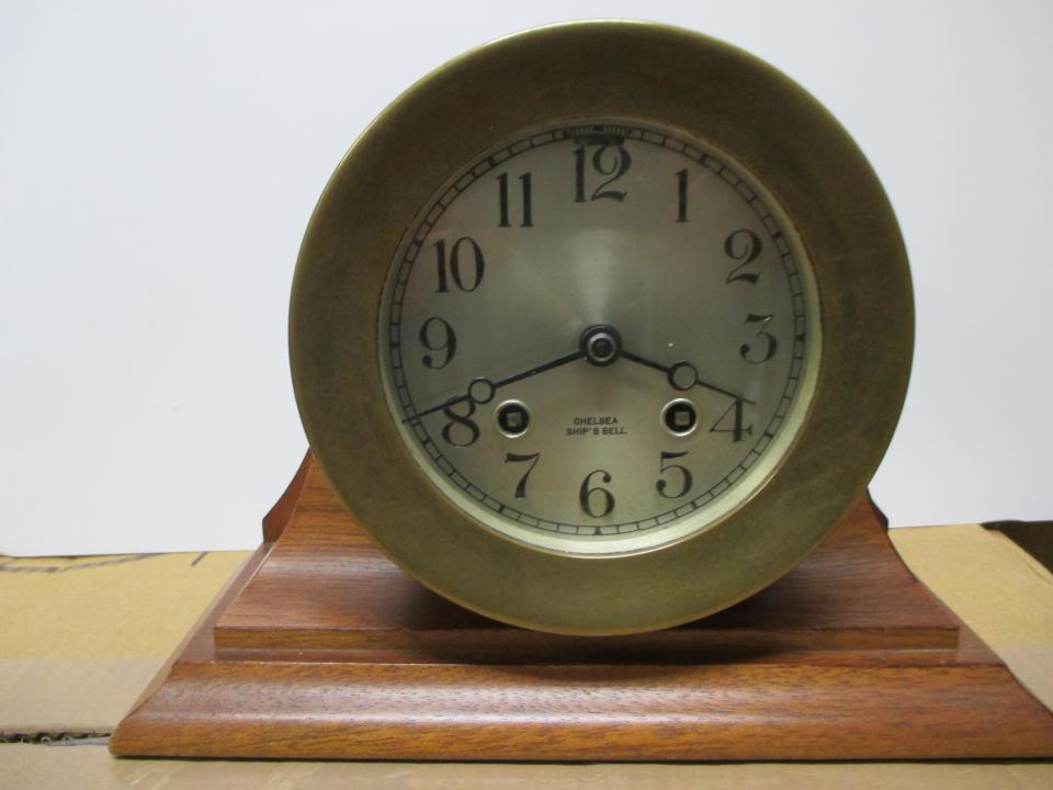 Care must be taken not to over-wind maritime clocks like this classic Chelsea ($800).