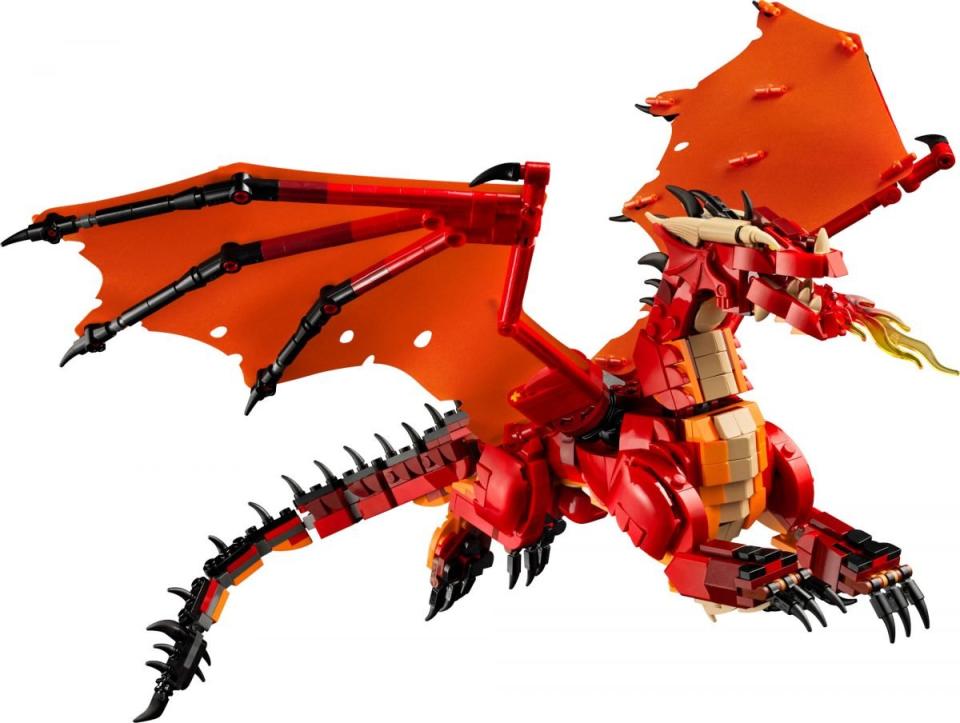 Dungeons u0026 Dragons' Cinderhowl, a red dragon, built from LEGO