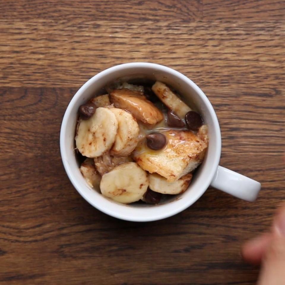 Banana French toast in a mug.