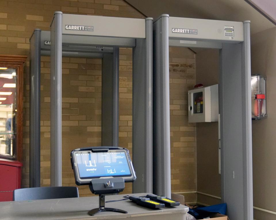 Columbus City Schools is spending more than $3 million to lease 20 Evolv Express advanced weapons detection systems to have one in installed in all of its high schools in the coming weeks under a four-year lease agreement. Older metal detectors, like the ones shown here, will be moved from the high schools to middle and elementary schools, district officials say.