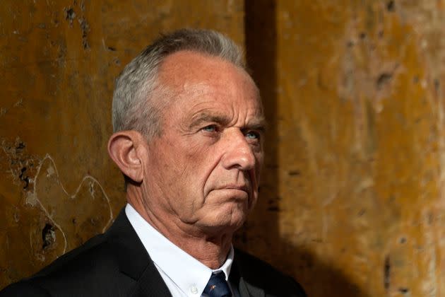 Independent presidential candidate Robert F. Kennedy Jr. prepares to speak at a campaign rally at Los Angeles' Union Station on March 30.