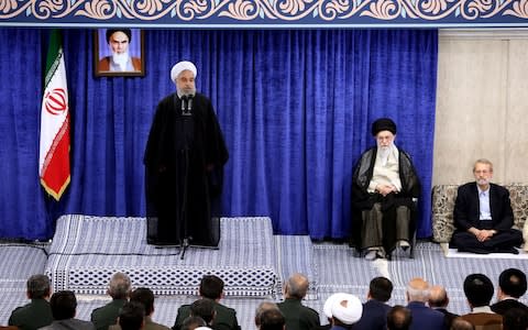 Iranian President Hassan Rouhani speaking during a government meeting in the capital Tehran - Credit: AFP