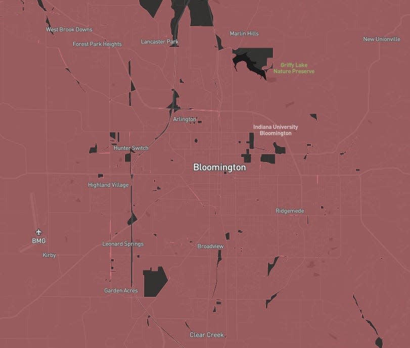 Comcast's coverage area in Bloomington.