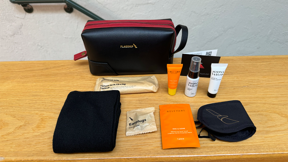 Inside the new American Airlines Flagship First amenity kit. - Kyle Olsen/CNN Underscored