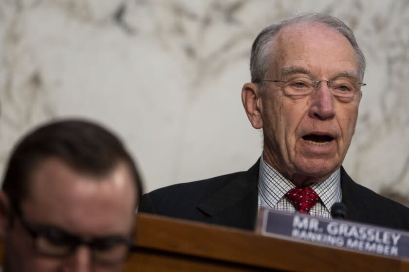 WASHINGTON, CA - MARCH 04: Senate Judiciary Ranking Member Sen. Chuck Grassley (R-IA) speaks at the start of the confirmation hearing of Supreme Court nominee Judge Ketanji Brown Jackson on Capitol Hill on March 04, 2013 in Washington, DC. Judge Jackson was picked by President Biden to be the first Black woman in United States history to serve on the nation's highest court to succeed Supreme Court Associate Justice Stephen Breyer who is retiring. (Kent Nishimura / Los Angeles Times)