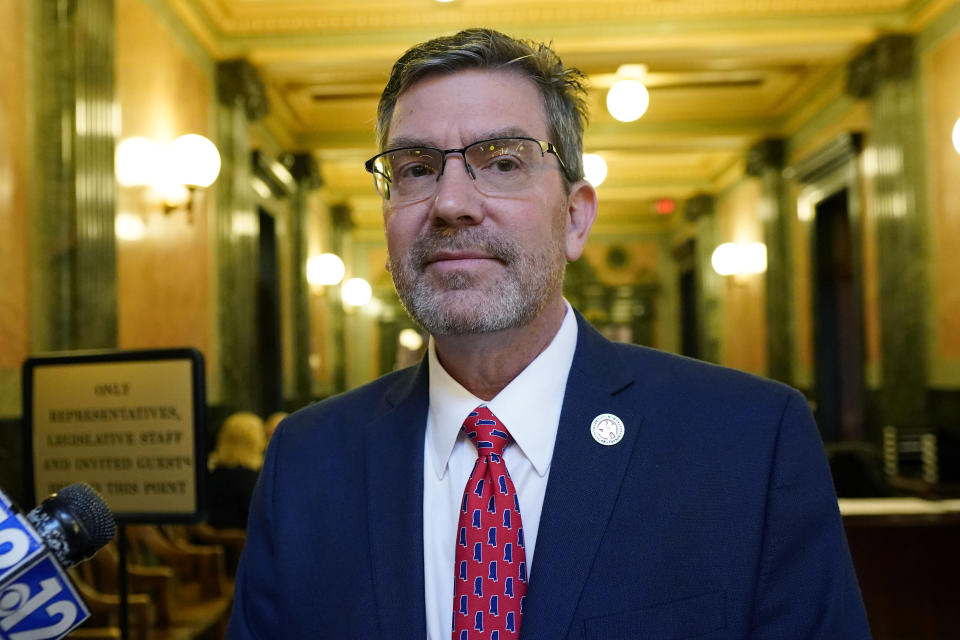 Mississippi state Rep. Dan Eubanks, R-Walls, poses for a picture, Jan. 18, 2024, at the Mississippi State Capitol in Jackson. Eubanks is a candidate in the party primary, Tuesday, March 12, 2024, seeking the Mississippi Republican Party nomination for the U.S. Senate, replacing current Mississippi U.S. Sen. Roger Wicker. (AP Photo/Rogelio V. Solis)