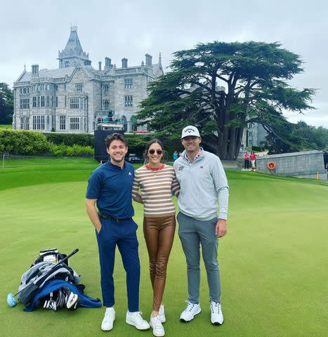 <p>Sam Burns Instagram</p> Niall Horan, Caroline Campbell and Sam Burns in Ireland.