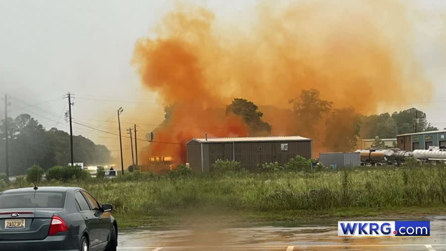 Chemicals in the air after a hazardous leak in Creola, Alabama