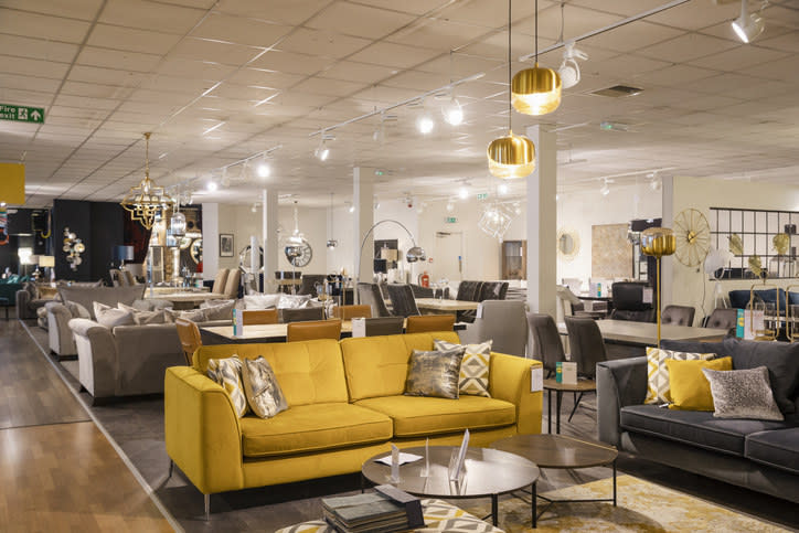 A furniture store showroom