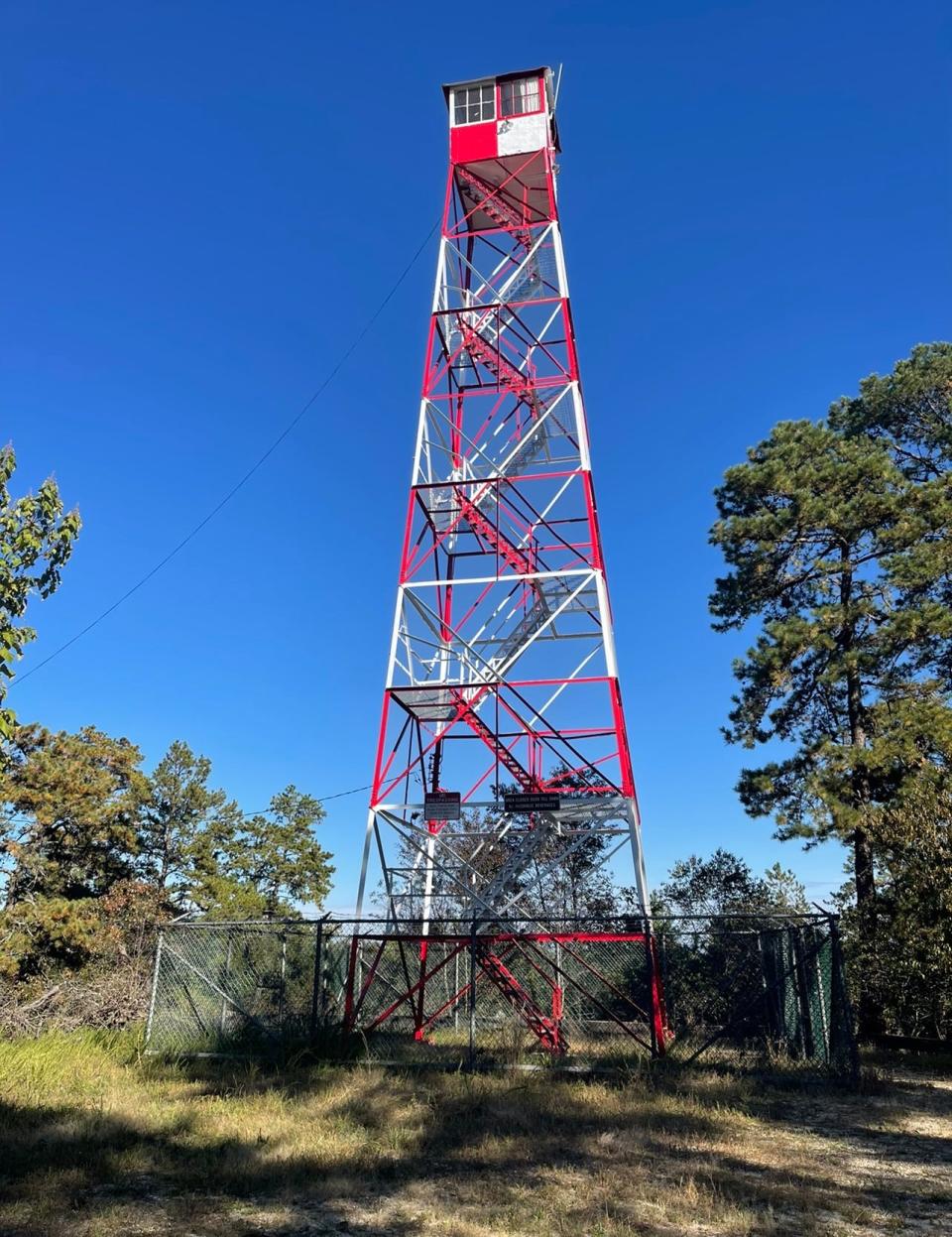 Fire lookout towers, like this one on Apple Pie Hill, are staffed with trained spotters on days when weather conditions are ripe for wildfire.