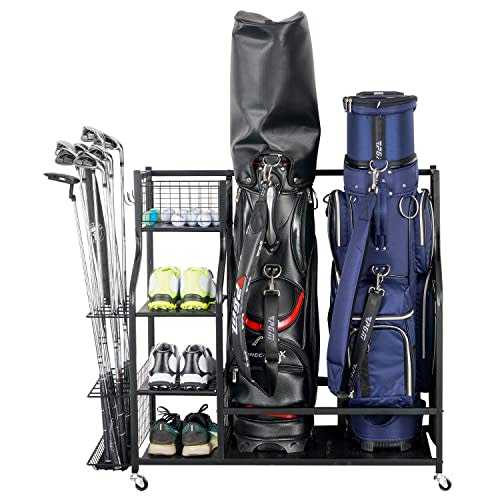 Mythinglogic Golf Storage Garage Organizer,Golf Bag Storage Stand and Other Golfing Equipment Rack,Extra Large Design for Golf Clubs Accessories