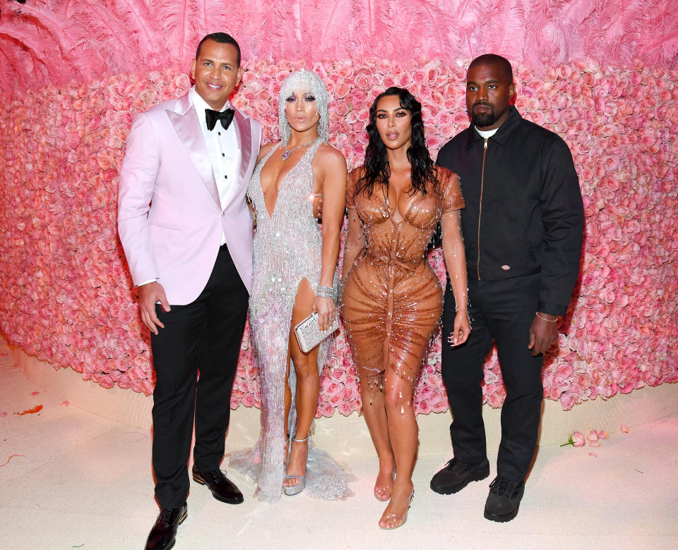 Alex Rodriguez, Jennifer Lopez, Kim Kardashian and Kanye West attend the 2019 Met Gala at the Metropolitan Museum of Art on May 6 in New York City.&nbsp; (Photo: Kevin Mazur/MG19 via Getty Images)