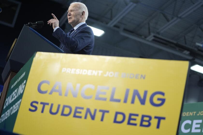 President Joe Biden delivers remarks on student loan debt at Madison College, Monday, April 8, 2024, in Madison, Wis. (AP Photo/Evan Vucci)