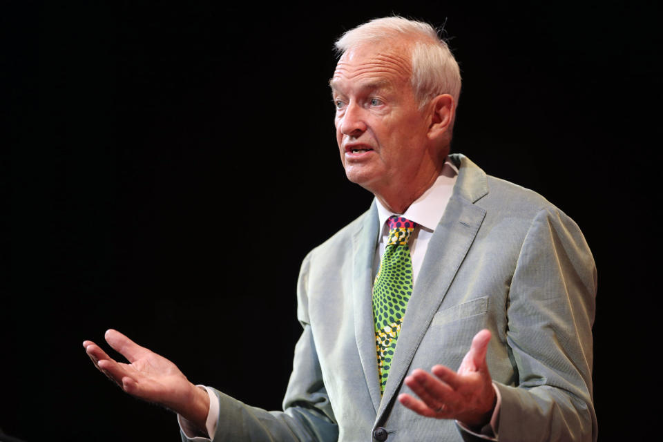 Channel 4 News anchor Jon Snow during a run-through ahead of delivering the 2017 James MacTaggart Memorial Lecture this evening, during the Edinburgh International Television Festival at the Edinburgh International Conference Centre.