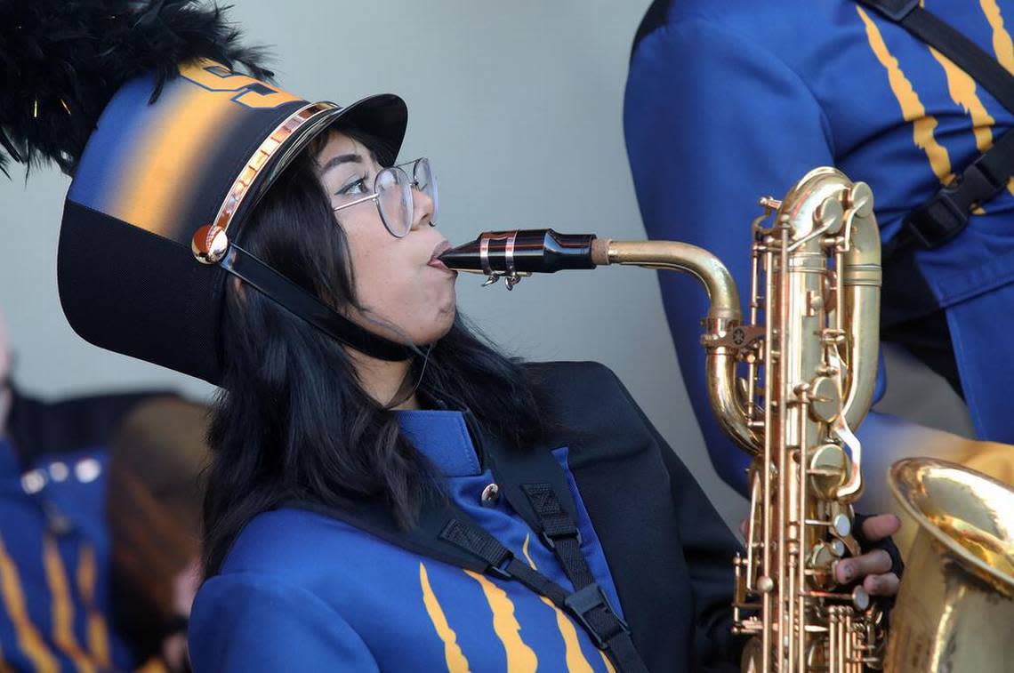 The Sunnyside High School marching band performed at the Aug. 22, 2022 opening ceremony of Juan Felipe Hererra Elementary School.