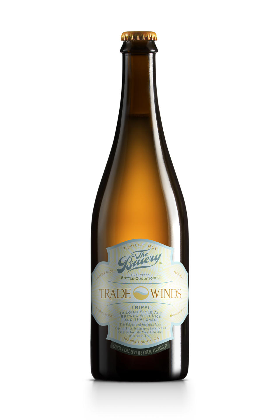 This undated publicity photo provided by The Bruery shows a bottle of Trade Winds Tripel/Belgian-style Golden Ale. (AP Photo/The Bruery)