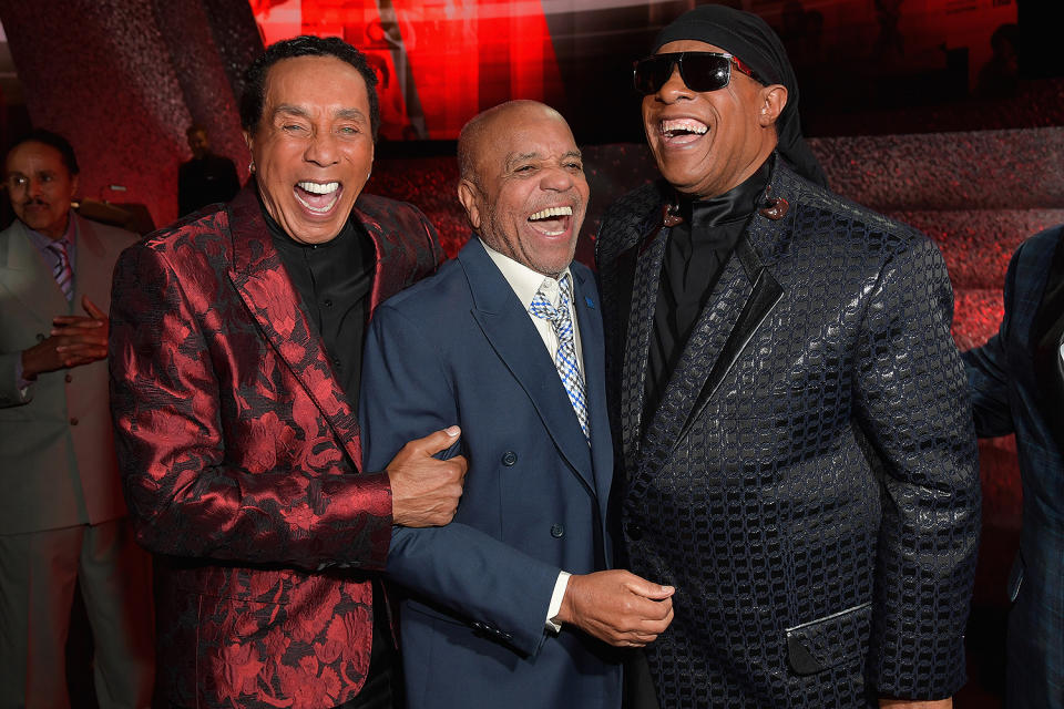 <p>Gordy, the legendary producer who discovered both Robinson and Wonder, shared a magic moment with the two icons at Motown 60: A Grammy Celebration at the Microsoft Theater in 2019.</p>